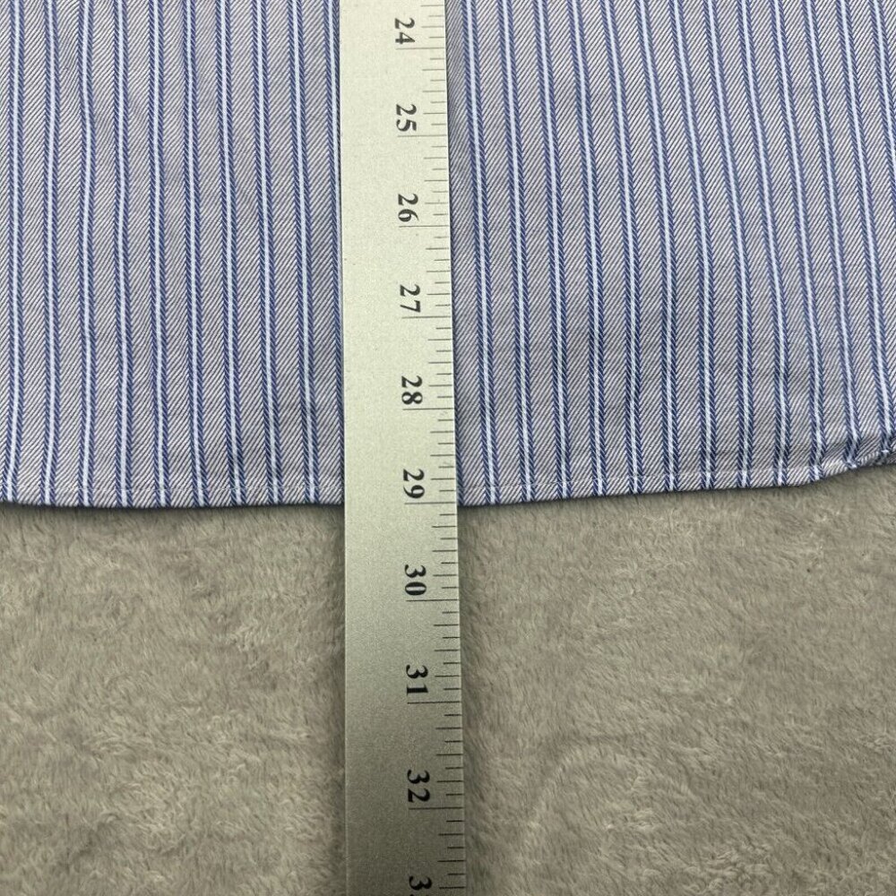 Ted Baker Archive Shirt Mens Size 16 Blue Striped Preppy Long Sleeve Herringbone - Picture 13 of 15